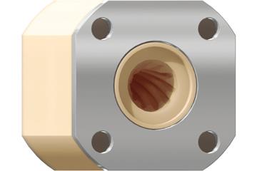 drylin® JGRM heavy-duty lead screw nut with stainless steel plate, right-hand thread