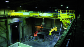 Bridge crane in steelworks