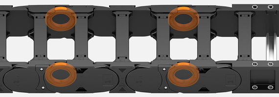 Trục lăn E4.1 với liên kết roller chain